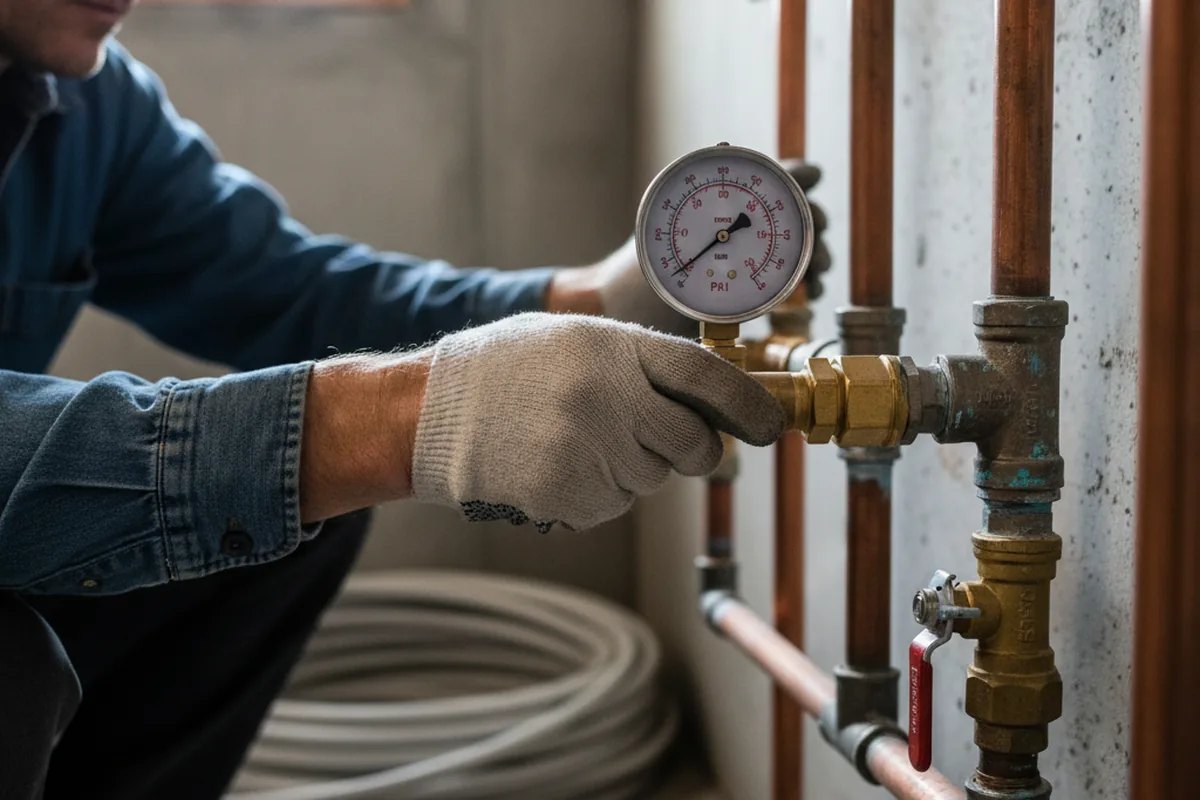Pressure testing a repaired line during Water Line Repair in Corcoran